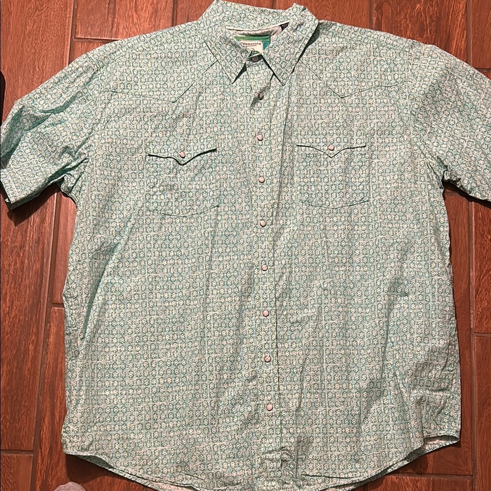 Panhandle Slim Green Casual Button Down Shirt